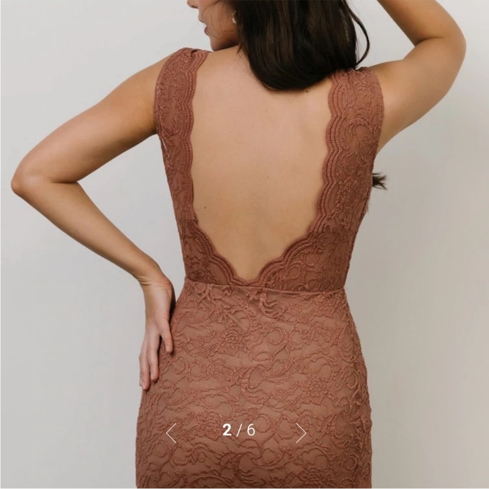 Baltic Born Valentine Sparkle Maxi - Copper Low Open Back High Neck Bodycon Lace - Picture 2 of 7